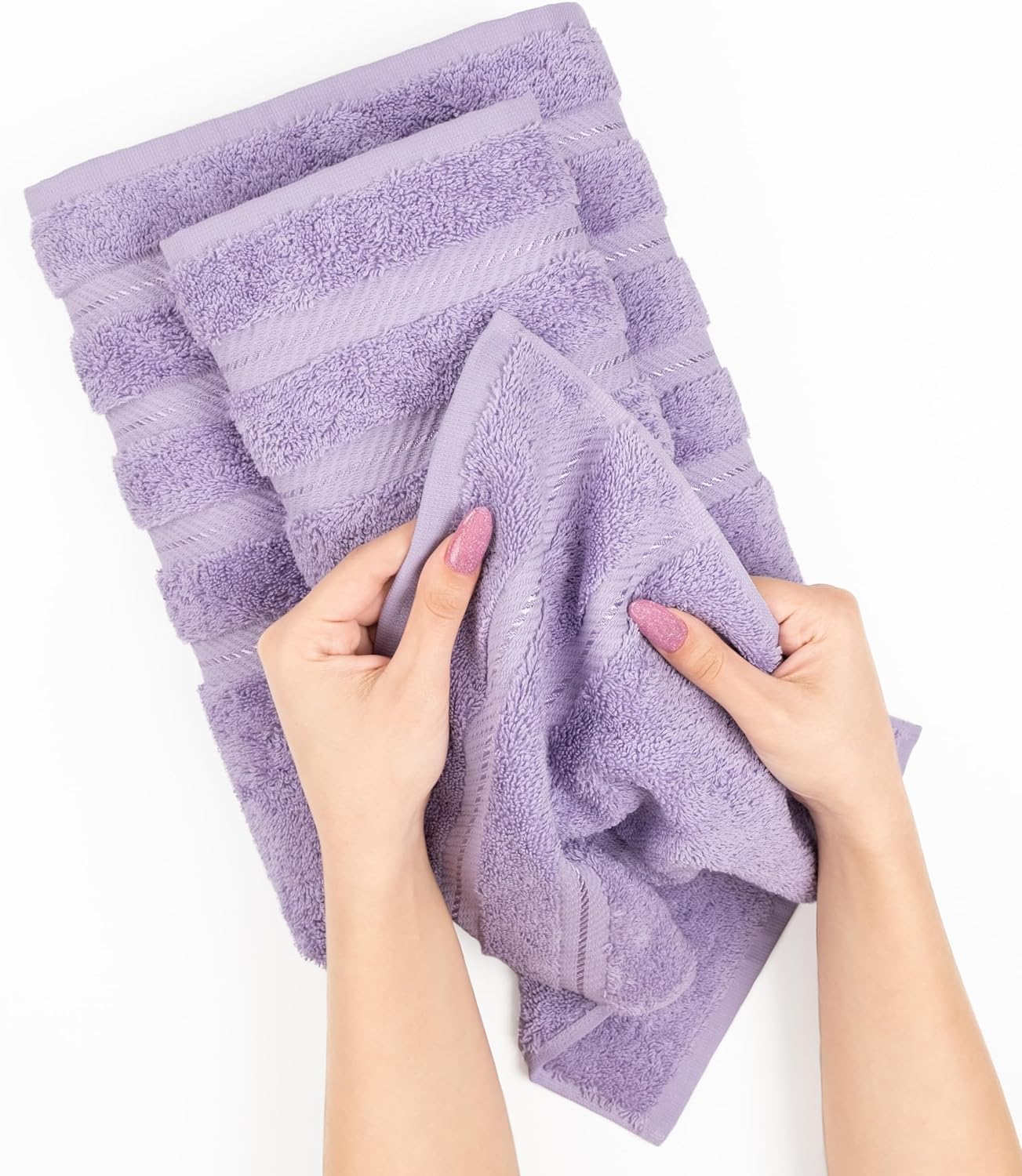 Thumbnail 5 de American Soft Linen 6-Piece Luxury Turkish Towel Set (Lavender) — 100% Cotton, 600 GSM