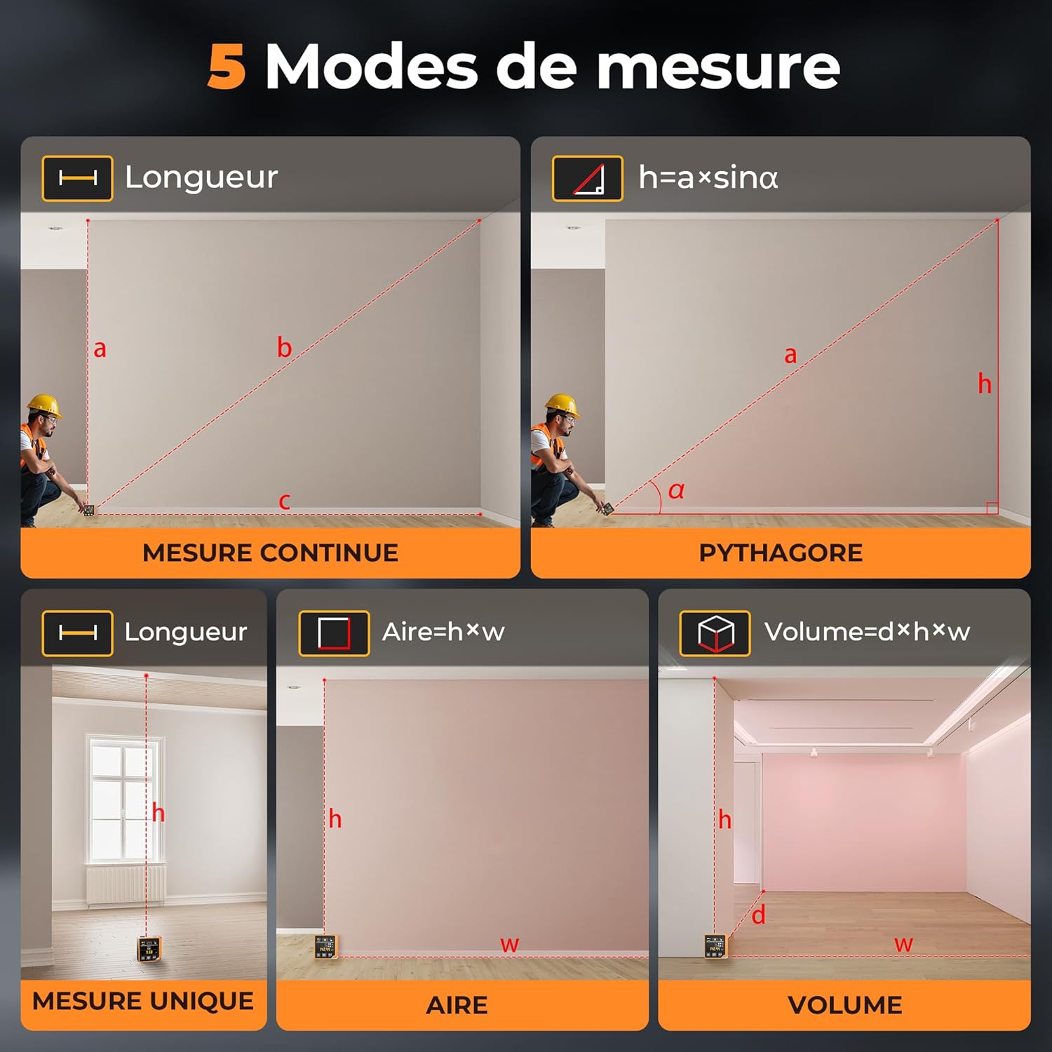 Thumbnail 3 de CIGMAN CD80 – Télémètre Laser 3-en-1, 80 m, écran LCD rétroéclairé, USB-C