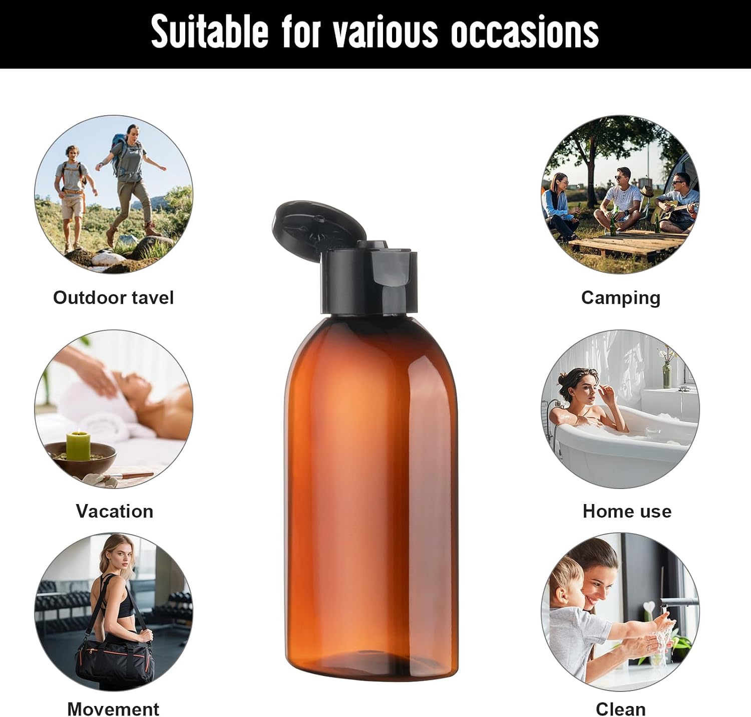 Thumbnail 5 de Ronyes 6-Pack 100ml Travel Bottles – Leakproof Reusable Containers (Brown)