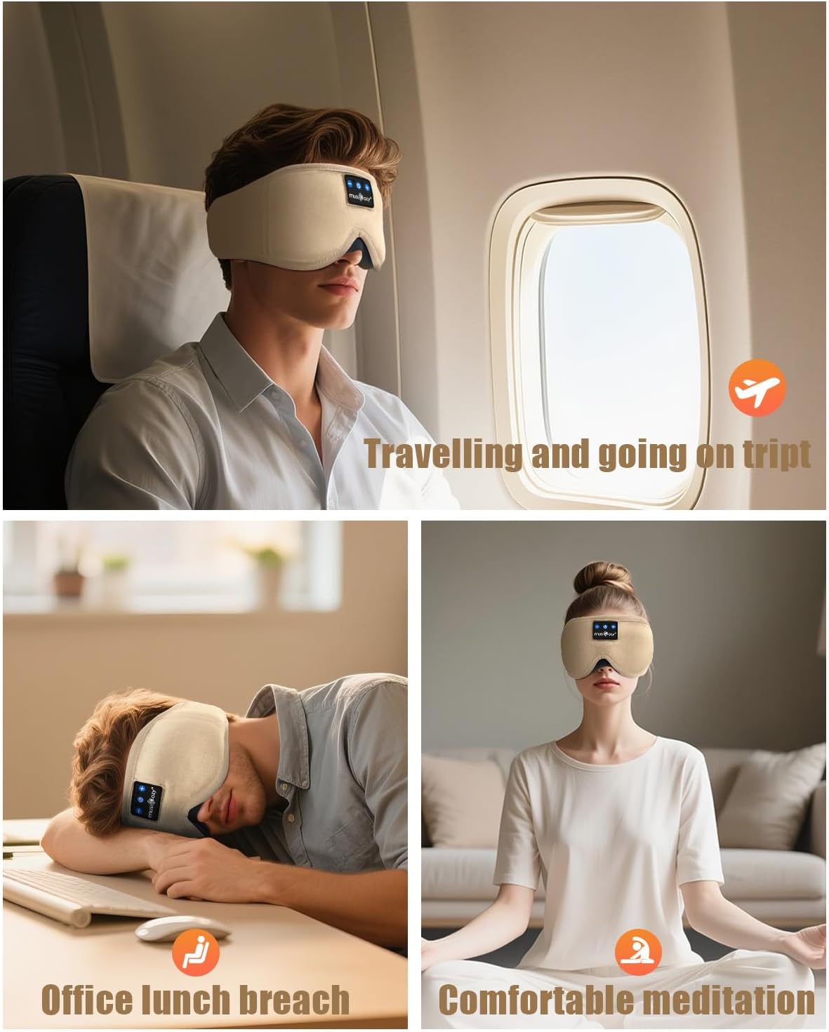 Thumbnail 6 de MUSICOZY 3D Bluetooth Sleep Mask Headphones (100% blockout sleep mask) with Bluetooth 5.4 and up to 16H play