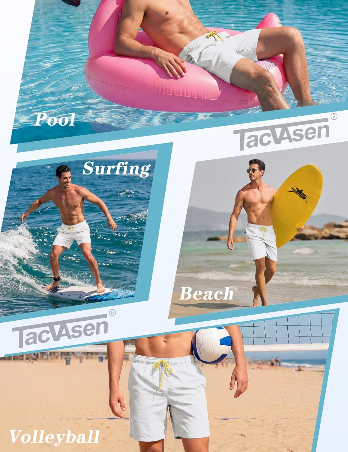 Thumbnail 5 de TACVASEN Men's Swim Short with Mesh Lining: Quick-Dry Beach Trunks with Pockets