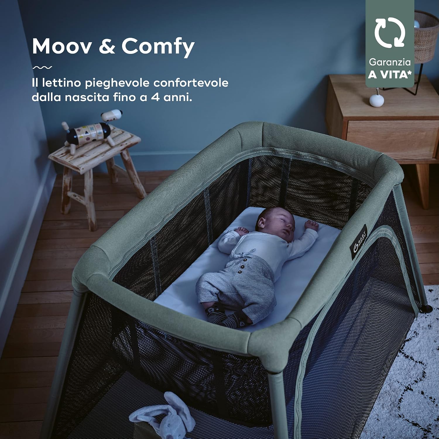 Detalle de Babymoov Lettino Moov and Comfy 3 in 1: culla, lettino e area giochi fino a 4 anni