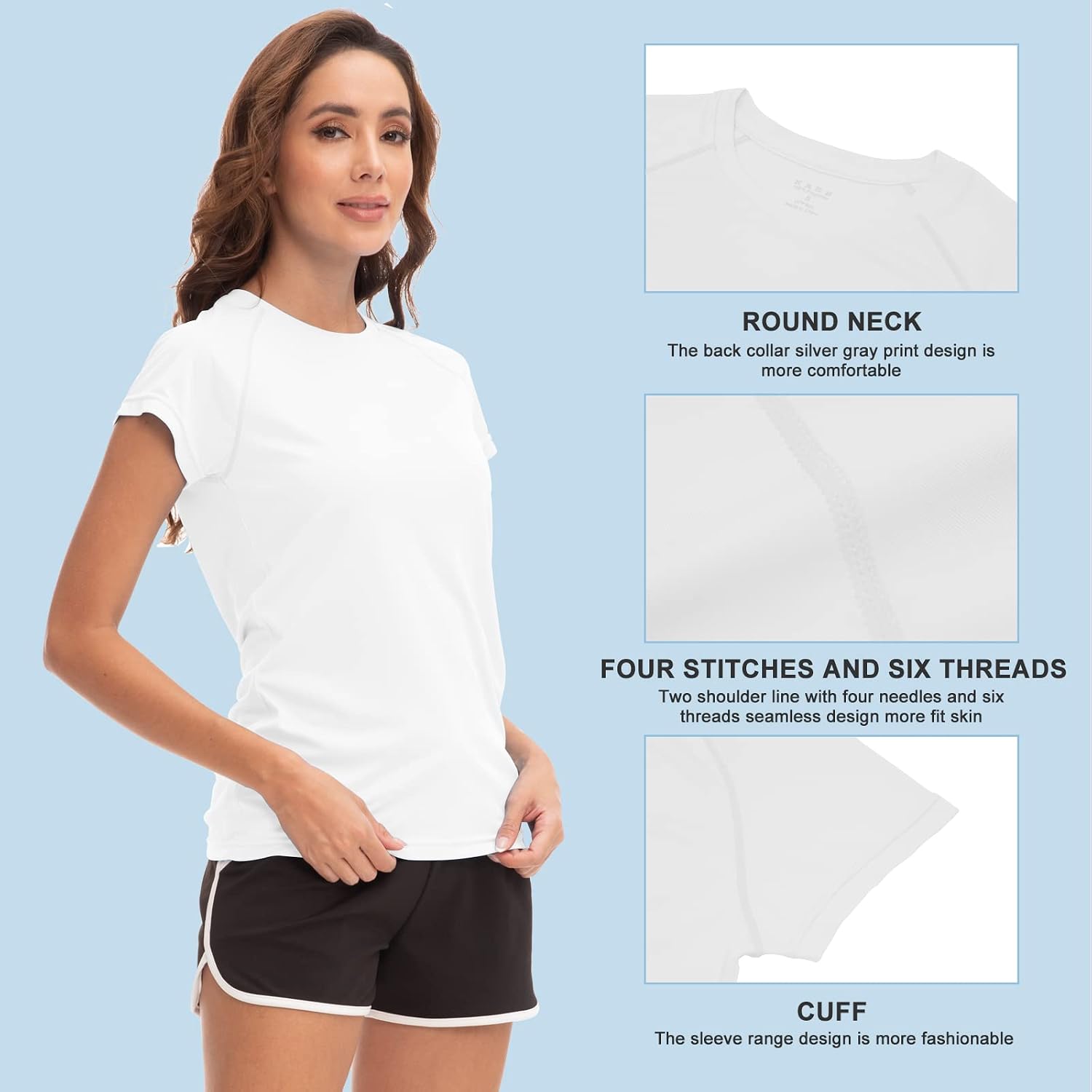 Thumbnail 3 de MEETWEE Damen Surf Shirt Rash Guard UV 50+ Kurzarm – stilvoller UV-Schutz fürs Wasser