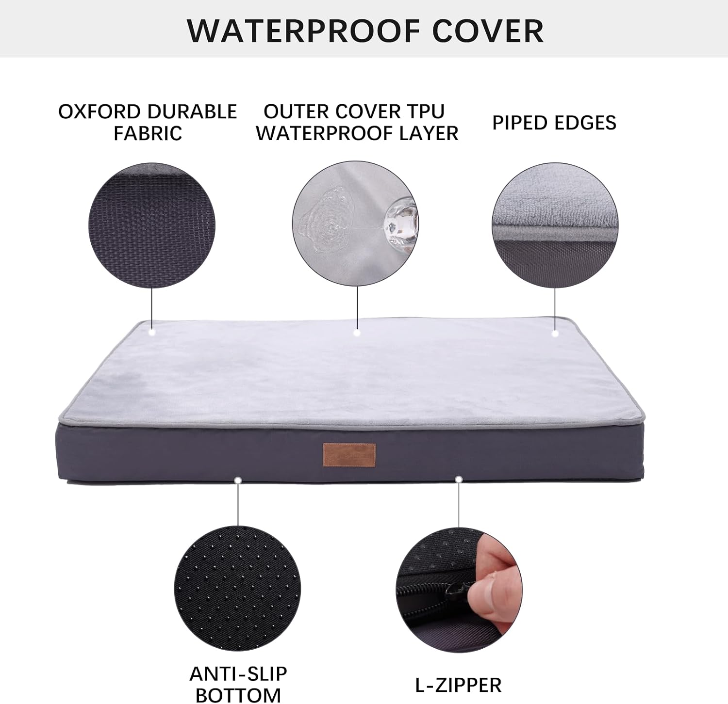 Thumbnail 3 de Jaspuriea Small Orthopedic Dog Bed with Waterproof Cover – 60x45x9cm