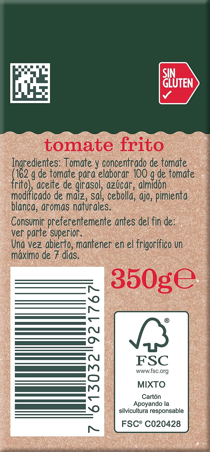 Detalle 2 de SOLÍS Tomate Frito Clásico Brick 🥫 Pack 24x350g Sin Gluten