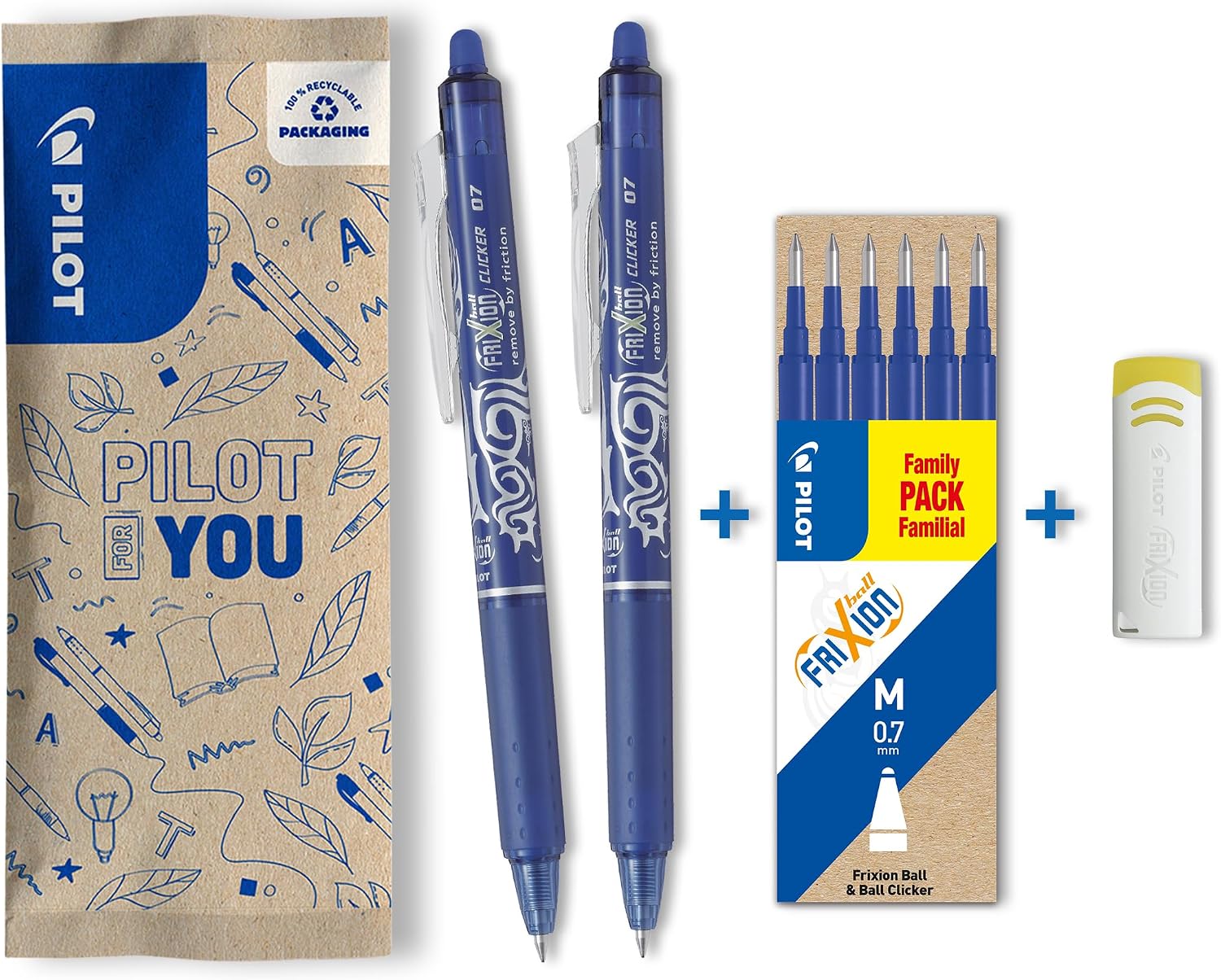 Thumbnail 6 de Pilot FriXion Ball Clicker Erasable Rollerball Pen Set (0.7mm) with 3 Refills
