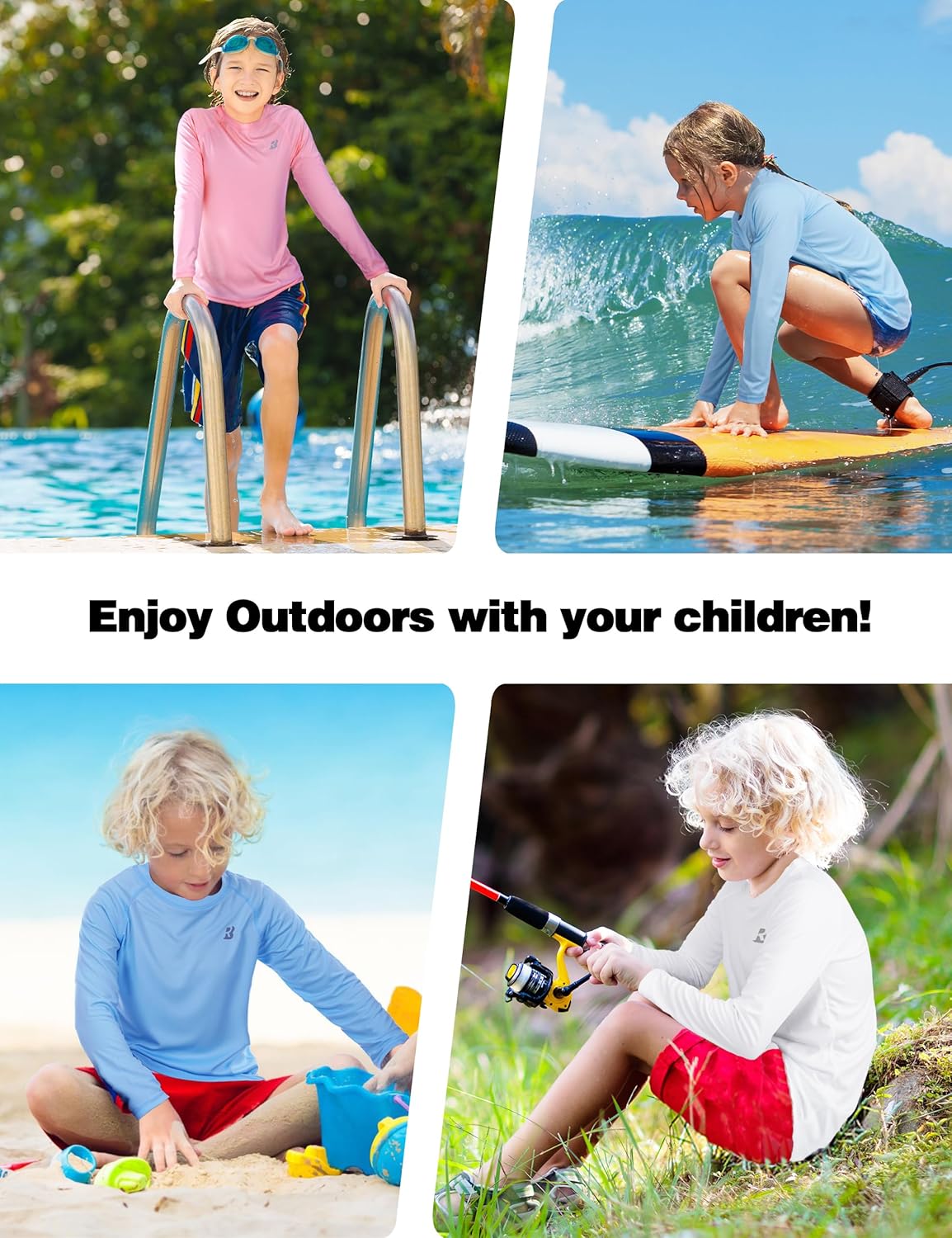 Thumbnail 1 de Roadbox Boys Rash Guard Swim Shirt (UPF 50+), Long Sleeve Kids UV Swim Top