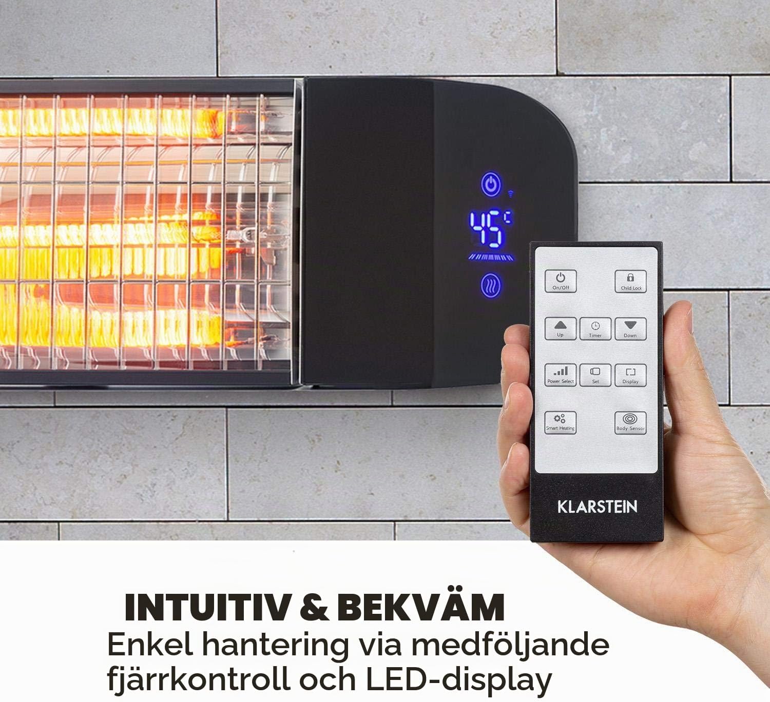 Detalle 2 de Klarstein Smartwave infravärmare för uteplats, 2400 W, WiFi och kolfiberrör