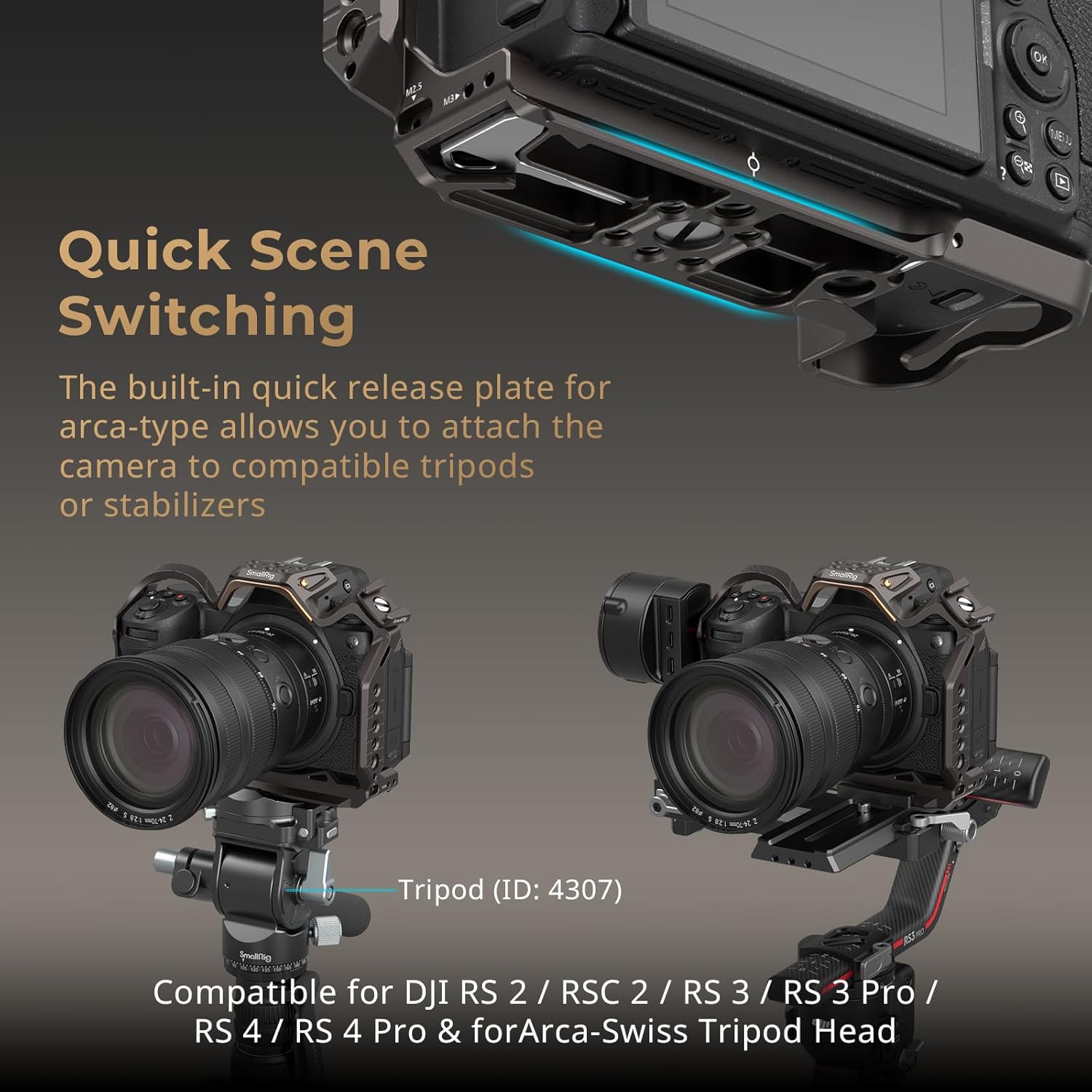 Thumbnail 3 de SMALLRIG Night Eagle Cage Z6III pour Nikon Z6 III — Cage complète en alliage d'aluminium avec plaque de dégagement rapide et support Cold Shoe