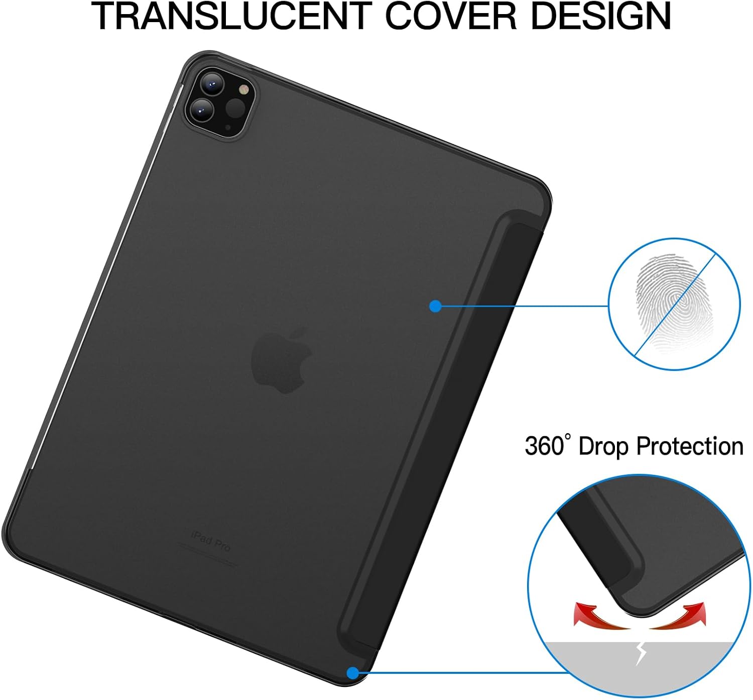 Thumbnail 3 de JETech skyddsfodral för iPad Pro 11 tum med frostad baksida och ställ