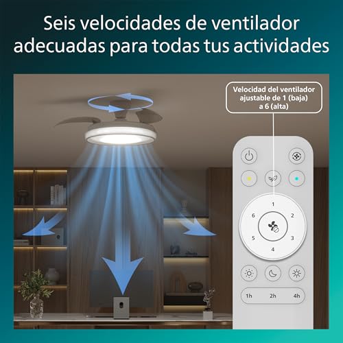 Detalle 2 de PHILIPS Bliss: Lámpara de techo con ventilador y LED de aspas retráctiles (106 cm)