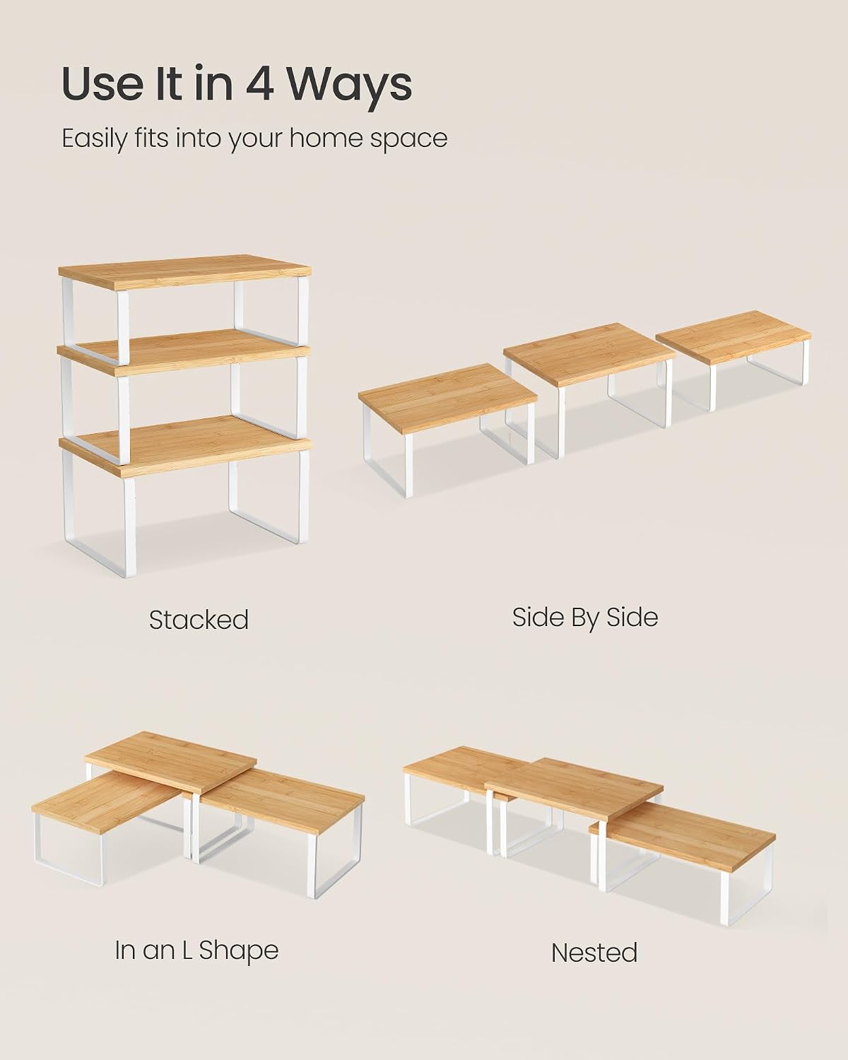 Thumbnail 5 de SONGMICS KCS014YL02 expandable spice rack set, 3-tier 🧂