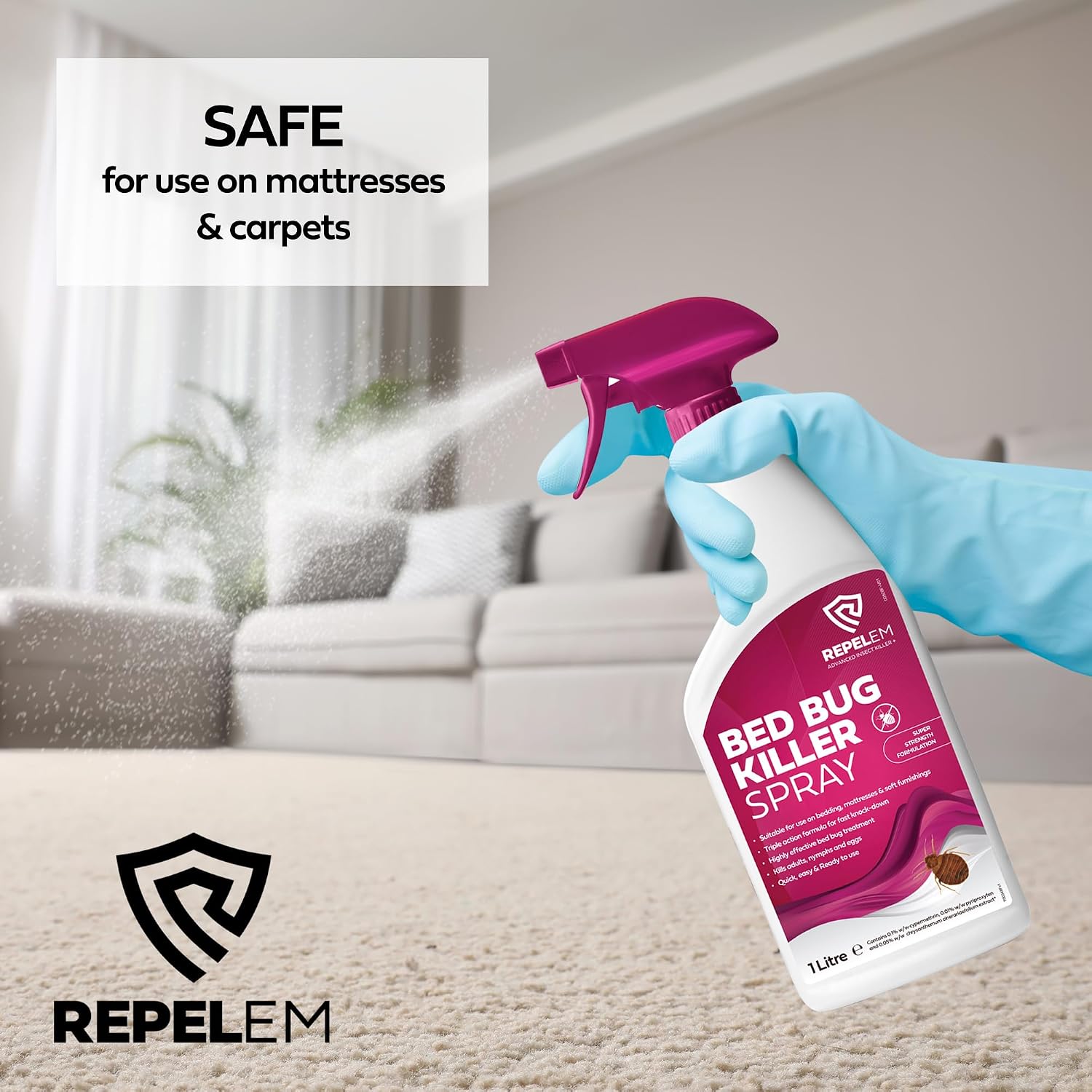 Thumbnail 5 de REPELEM Bed Bug Spray – Strong Killer for Mattresses (1L)