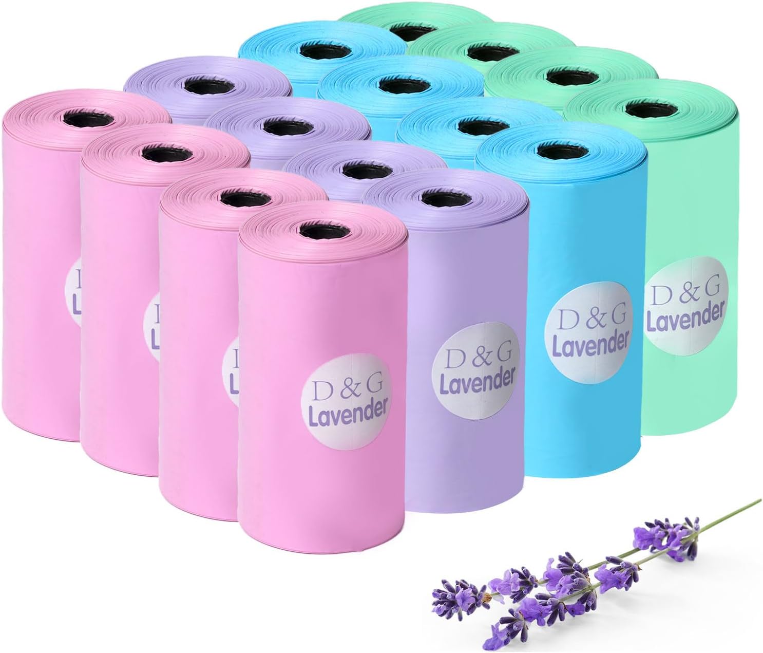 Detalle de DREAM&GLAMOUR Disposable Diaper Sacks, 240 Count, Lavender Scent, 16 Rolls