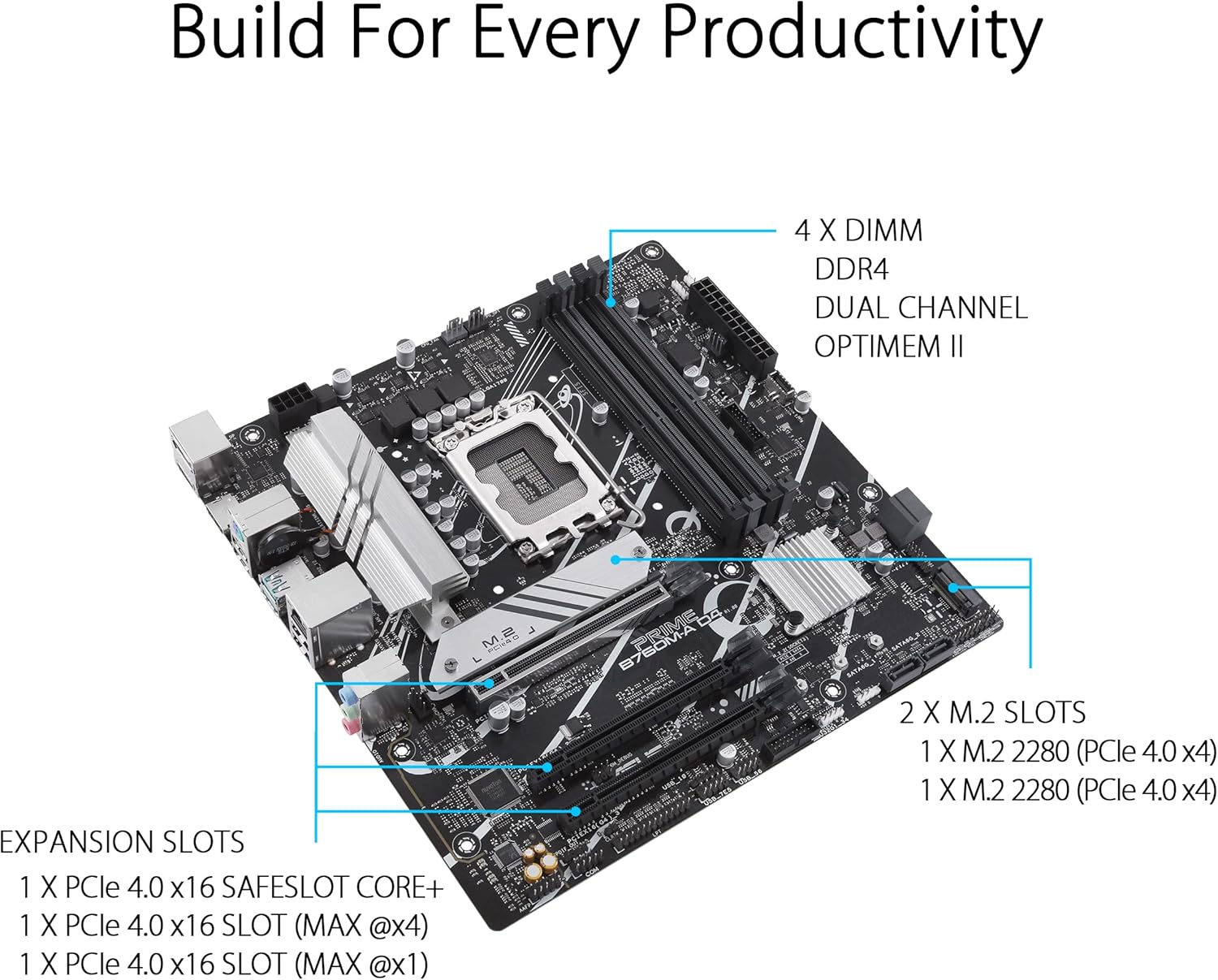 Detalle 2 de ASUS Prime B760M-A D4 mATX Motherboard