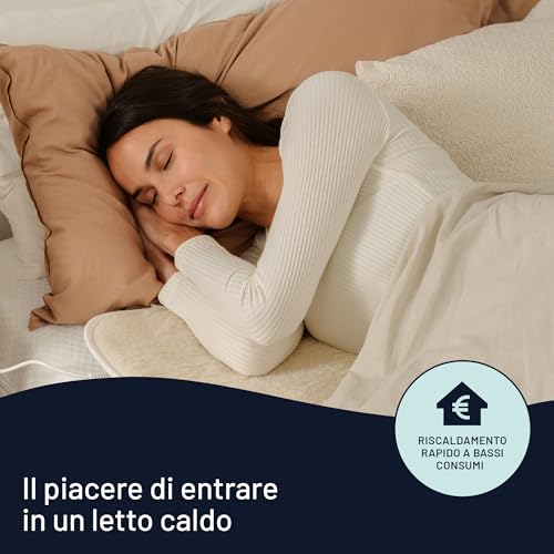 Detalle 2 de Imetec Scaldasonno Scaldaletto singolo 150x80 lana merino: calore soffice e sicuro per notti più confortevoli