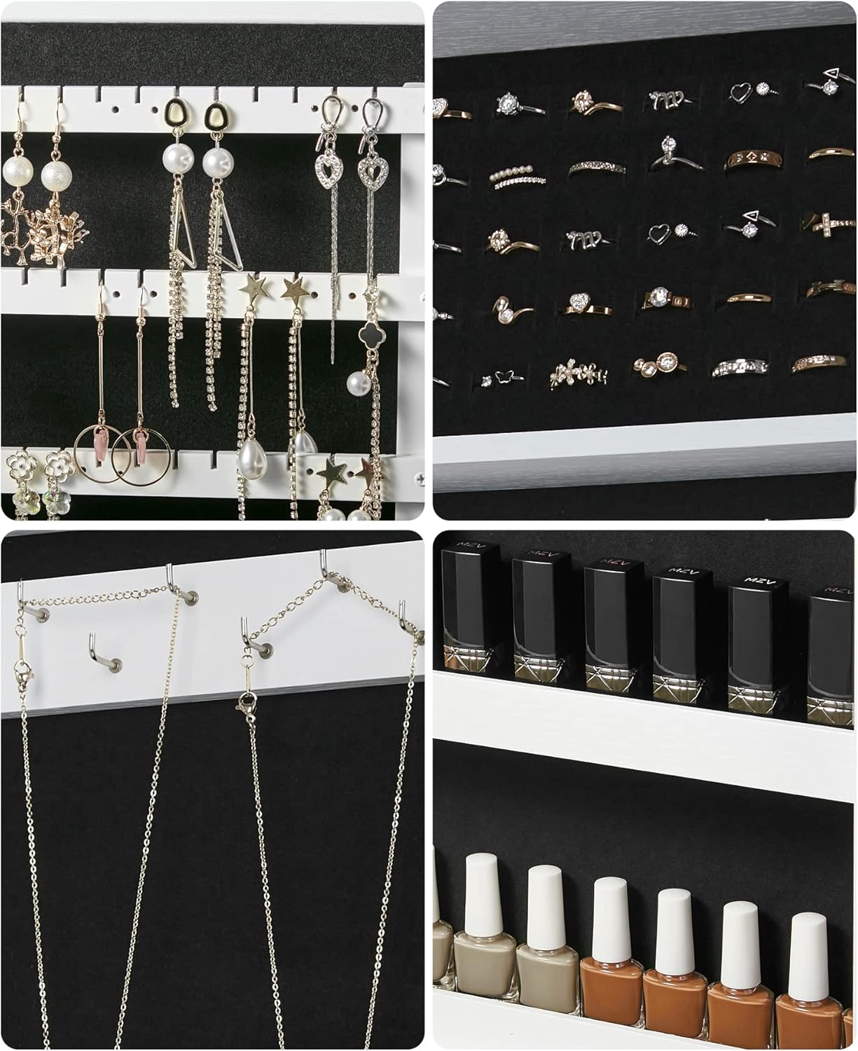 Thumbnail 6 de SONGMICS Armoire à Bijoux Murale JBC51W – rangement verrouillable avec miroir et intérieur noir