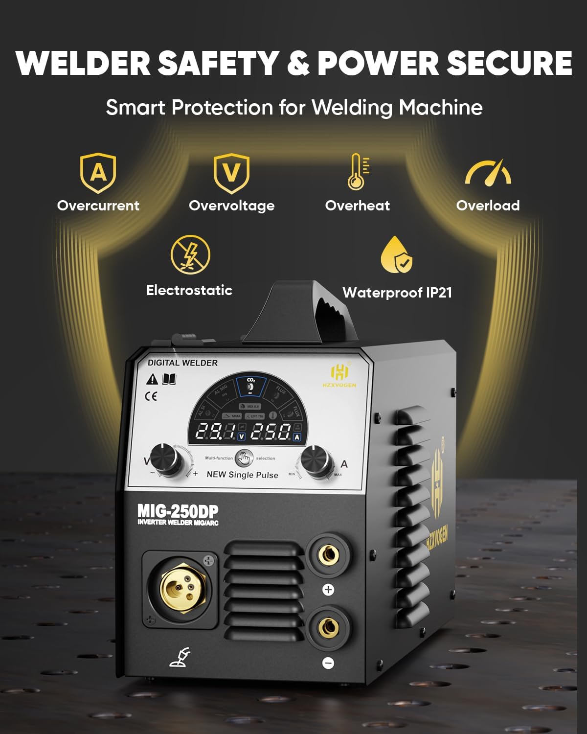Thumbnail 6 de H HZXVOGEN MIG250DP 250A 5-in-1 Aluminium Welding Machine (240V, Synergic Control)