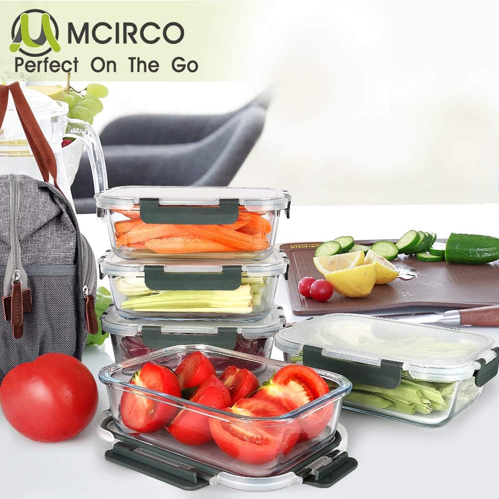Thumbnail 6 de MCIRCO 5-Pack 36 Oz Glass Meal Prep Containers with Snap Lock Lids (Borosilicate)