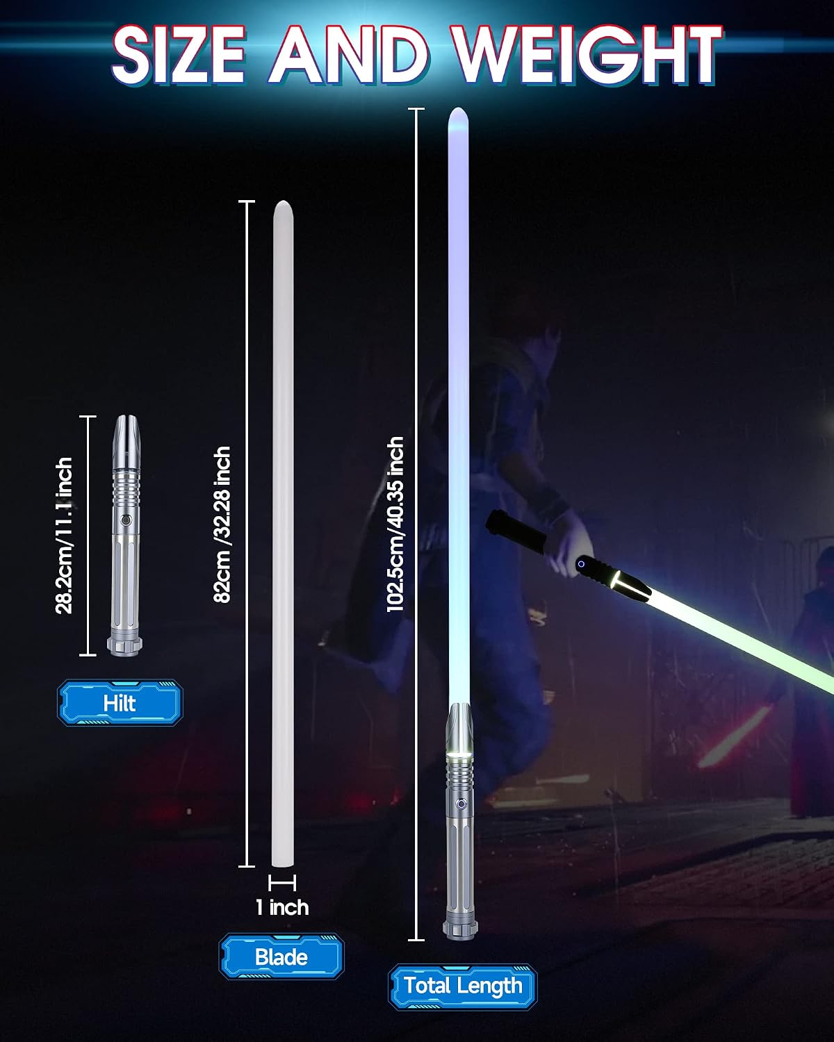 Detalle de ANASABER Dueling Lightsaber S9 Grey with Motion Control — 12 Colours, 16 Sound Fonts, Aluminium Hilt