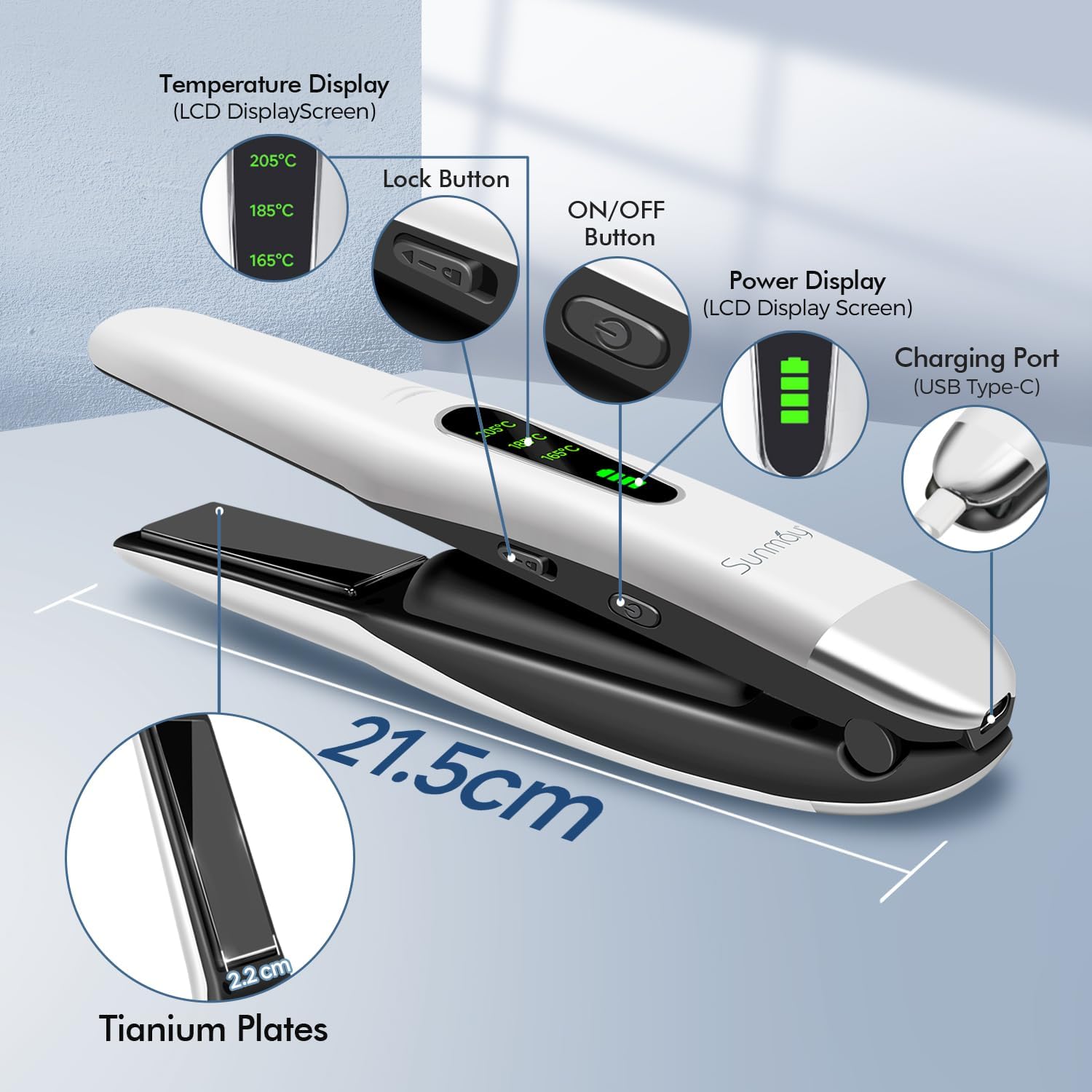Detalle 2 de SUNMAY 2-in-1 cordless hair straightener 60W