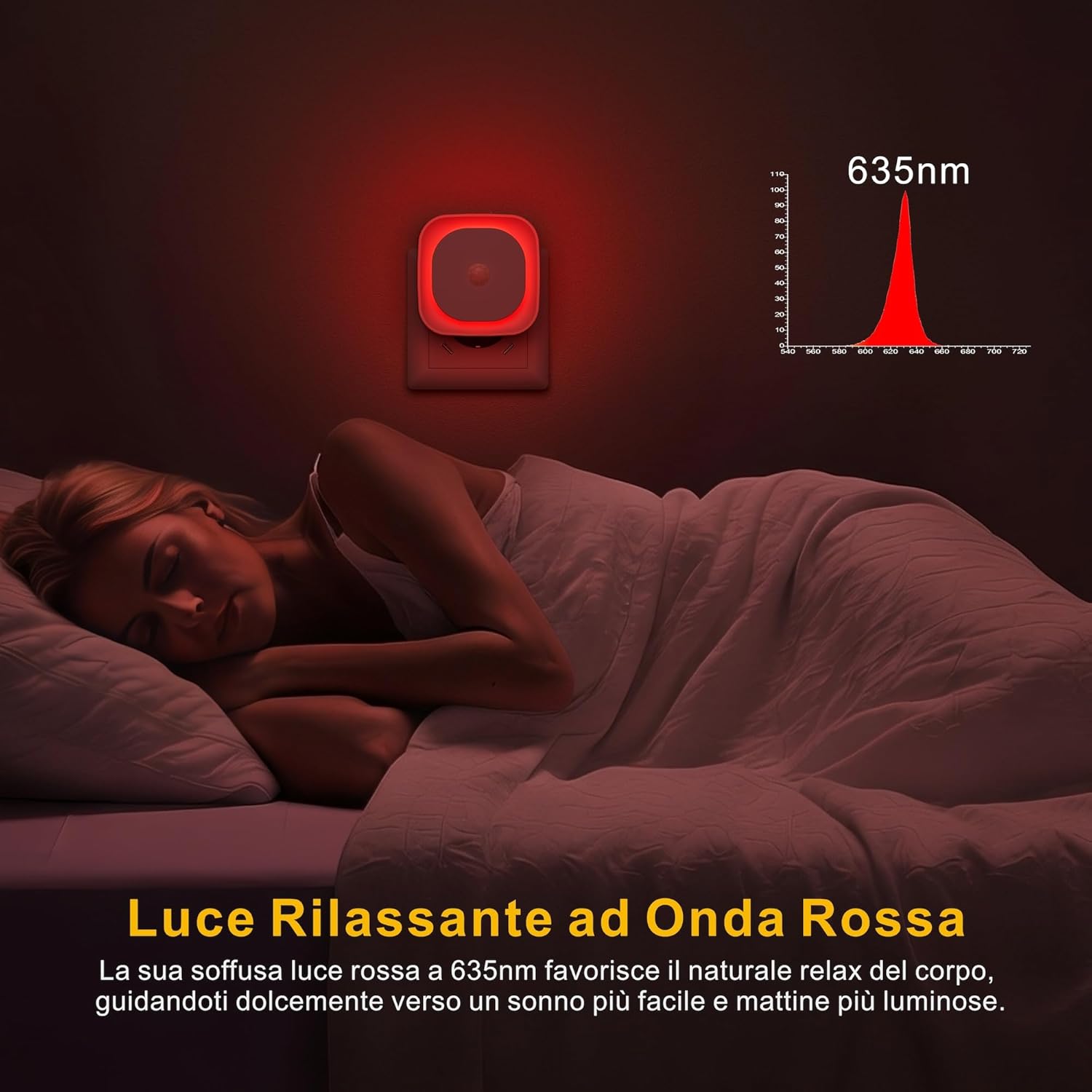 Thumbnail 3 de YUNLEX Luce notturna da presa con sensore di movimento e dimmer [2 pezzi] — rosso