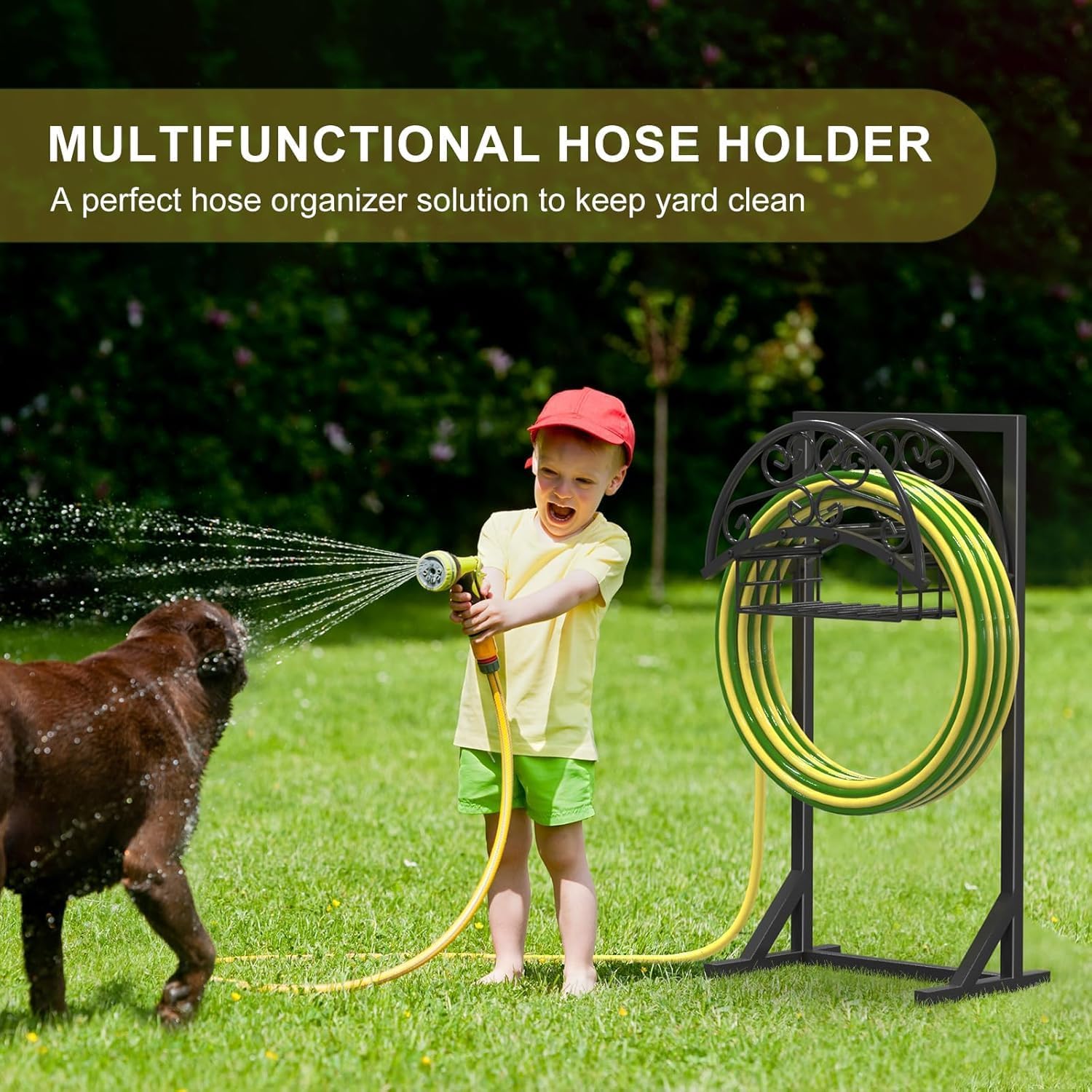 Detalle de Heavy Duty Garden Hose Holder with Storage Basket with 160-Foot Capacity