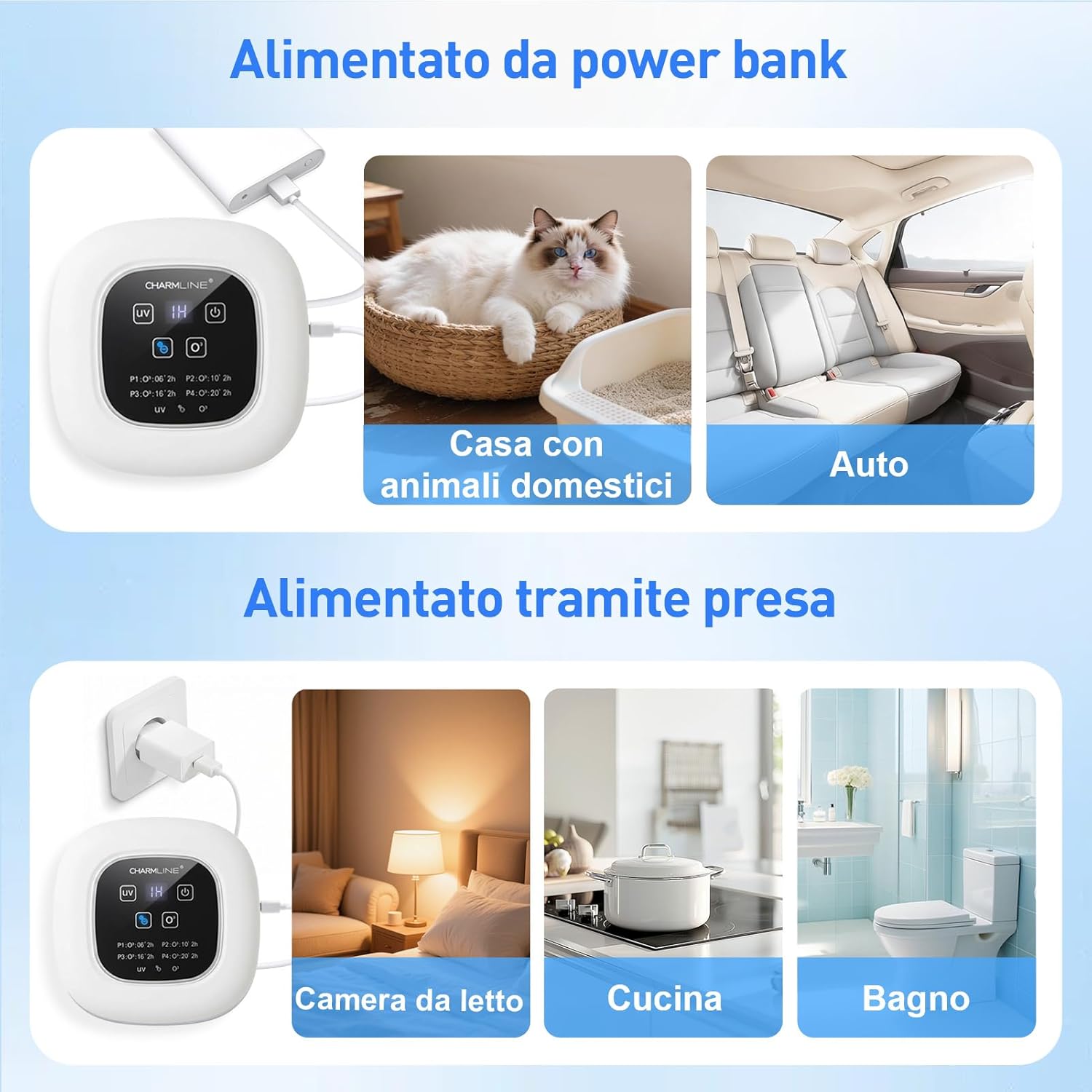 Thumbnail 3 de Purificatore d'aria portatile 3 in 1 con profumata: purifica, deodora e profuma in modo versatile