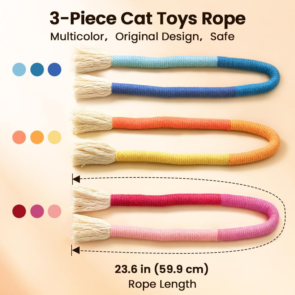 Detalle 1 de Retro Shaw Cat String Toys Cat Chew Ropes, 3-Pack with Catnip, 23.6-Inch