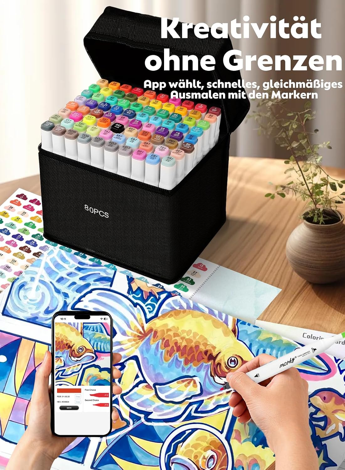 Thumbnail 5 de HornedDragon 80 Farben Alkohol Marker Set