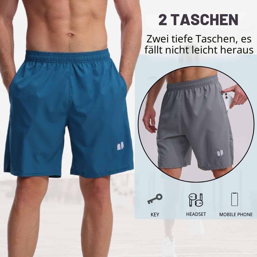 Detalle de Bsrpolry 5er-Pack Herren-Lauf-Shorts – schnelltrocknend, mit Taschen und elastischem Bund