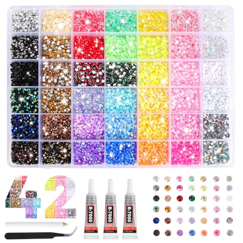 Detalle de WUIOWPPIC 42 Colours Nail Art Rhinestones Bedazzling Kit – 36,800 Pieces