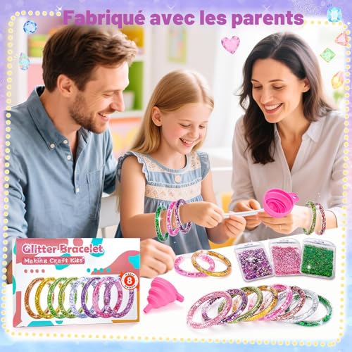Detalle de Cadeau Bracelet Fille 5–9 ans par lelechong — Coffret Bracelet Paillettes pour activités manuelles