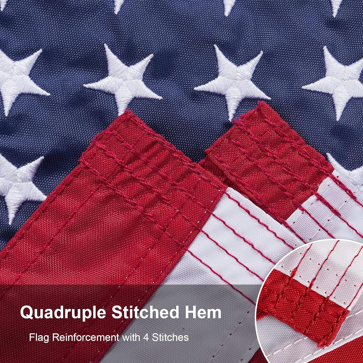 Detalle de SYII SY-USABF American Boat Flag, 16 x 24 Inch Polyester with Embroidered Stars