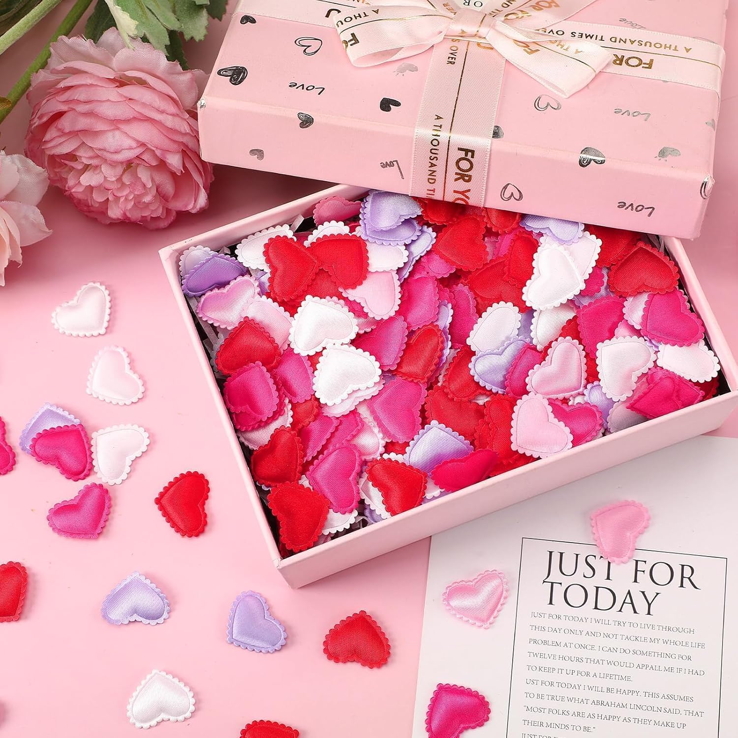 Thumbnail 2 de JUNEBRUSHS 300 Pcs Heart Confetti – 3D Satin Love Hearts for Valentine's, Wedding & More