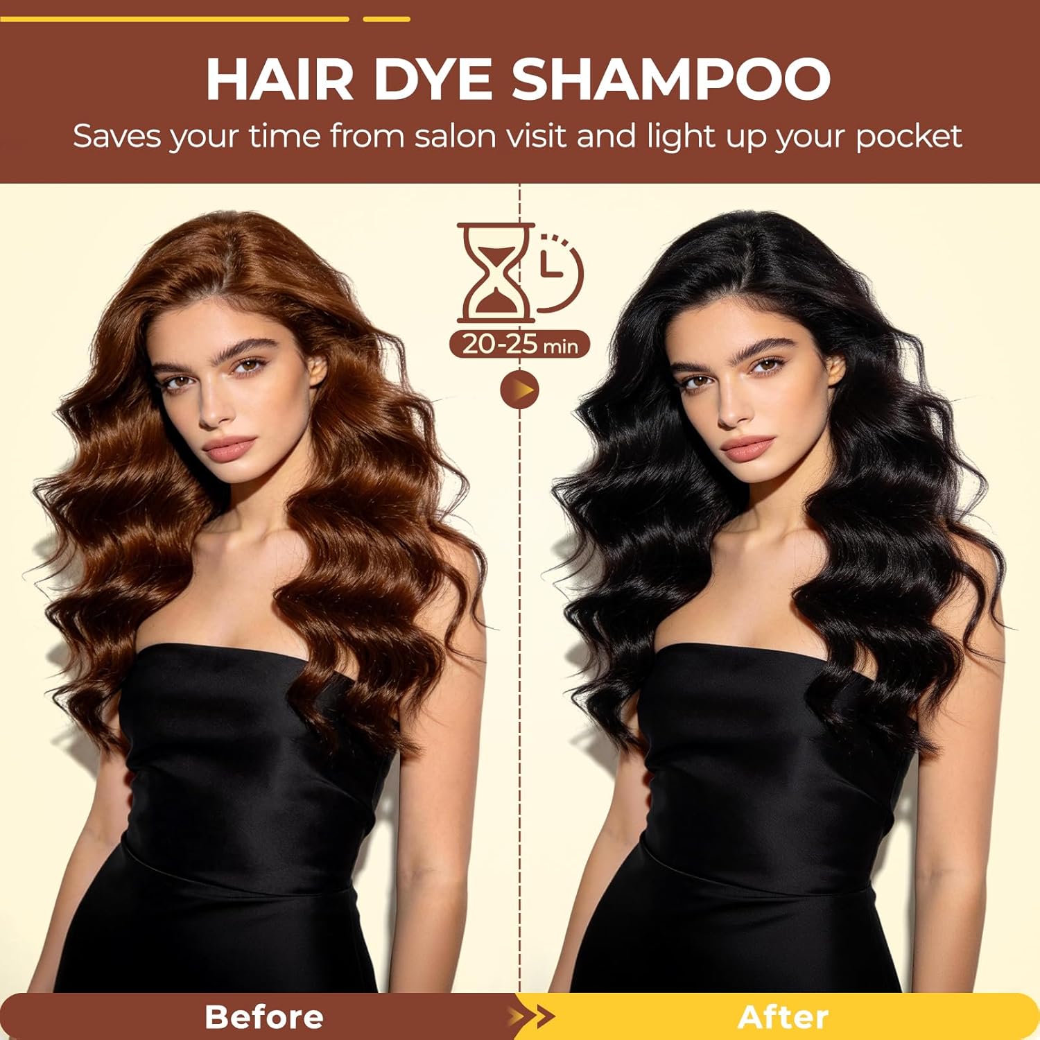 Thumbnail 6 de IIIMEIDU MEIDU Black Hair Dye Shampoo 3 in 1 — Gray Coverage, Semi-Permanent Color for Color-Treated Hair
