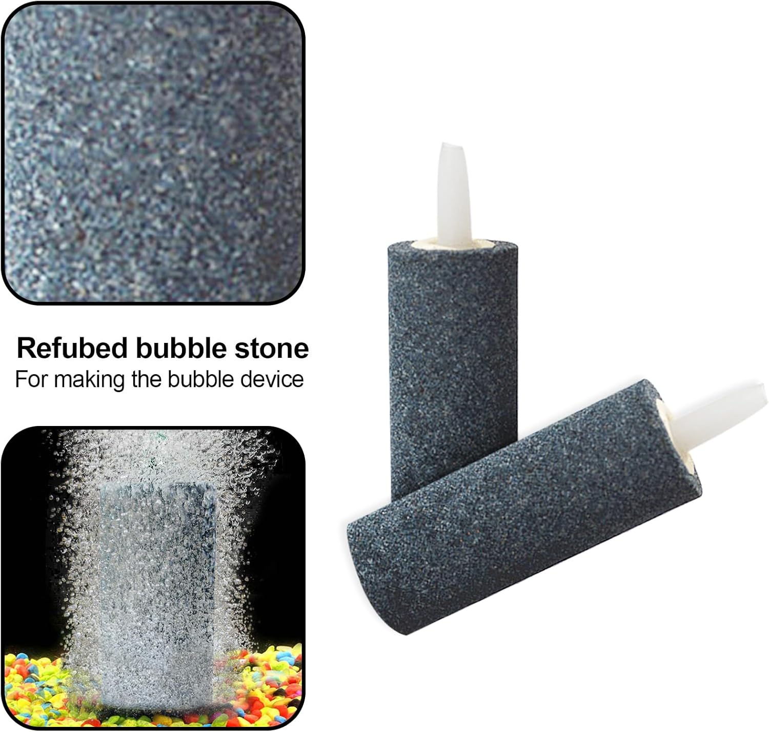 Detalle de YMWALK Air Stone for Fish Tank (10 Pack) – 20 x 50mm cylinder bubble diffusers