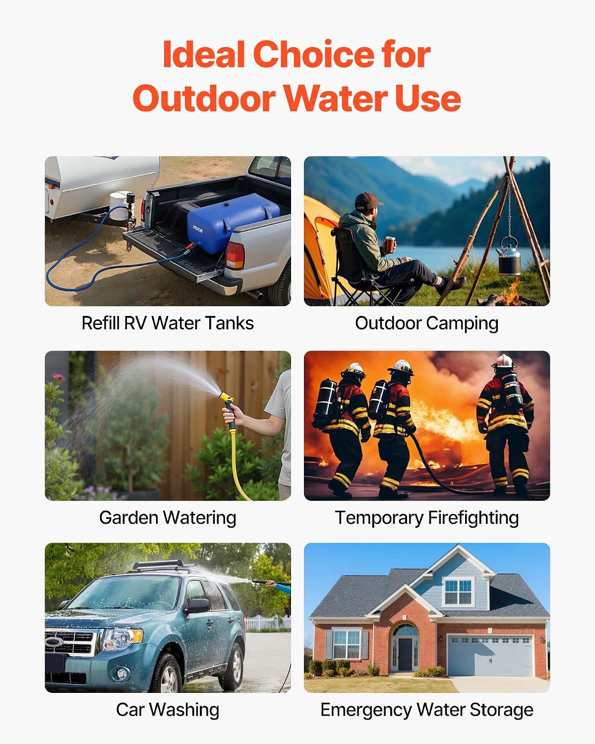 Thumbnail 6 de VEVOR Réservoir d’eau souple pliable 113 L (113 litres) pour jardin, camping et urgence