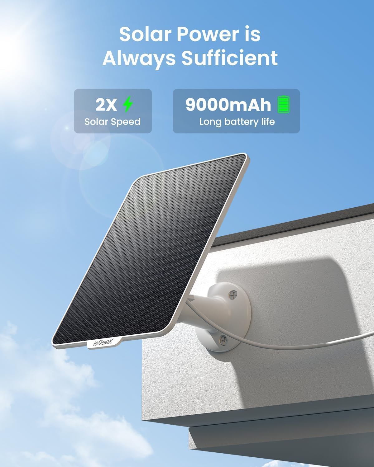 Detalle de ieGeek 4G LTE Cellular Solar Security Camera Outdoor – 2K, No WiFi, Solar Powered with SIM Card