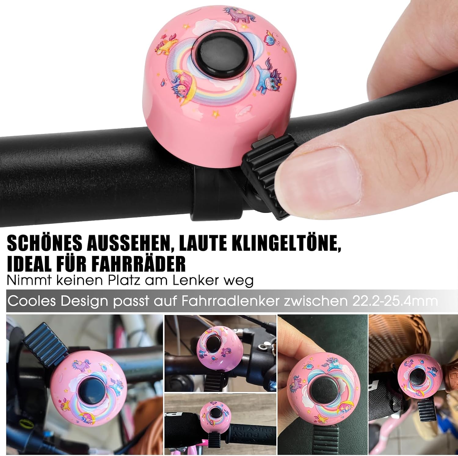Detalle 2 de Kinder-Fahrradklingel 120 dB – Mini-Glocke für Fahrrad, Roller & Laufrad (für Mädchen, Jungen & Erwachsene)