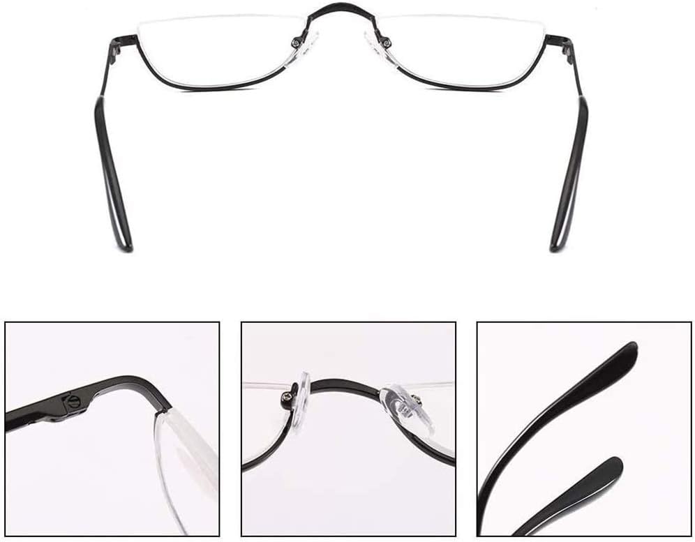 Detalle de KoKoBin Half Frame Reading Glasses with Spring Hinges – Slim Metal Half Moon Readers