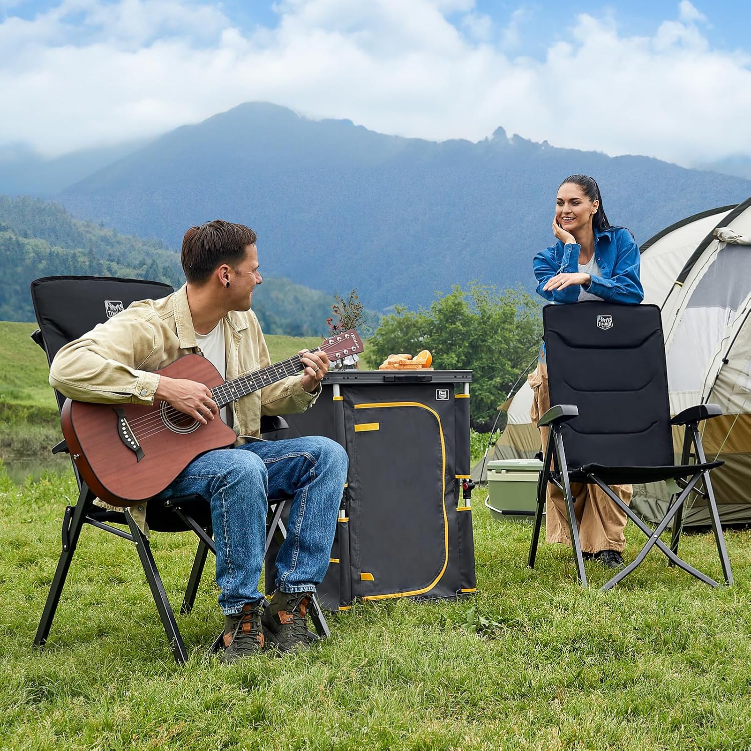 Detalle de TIMBER RIDGE Folding Camping Chairs (2-Pack) – Adjustable, Heavy-Duty High-Back Recliners for Outdoors