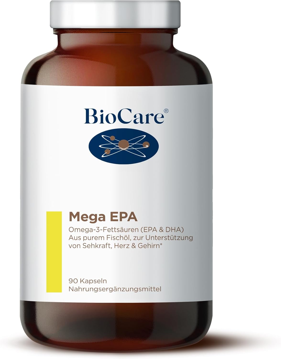 Detalle de BioCare Mega EPA – reines Fischöl mit Omega-3 (EPA & DHA), 90 Kapseln für Herz, Gehirn & Sehkraft