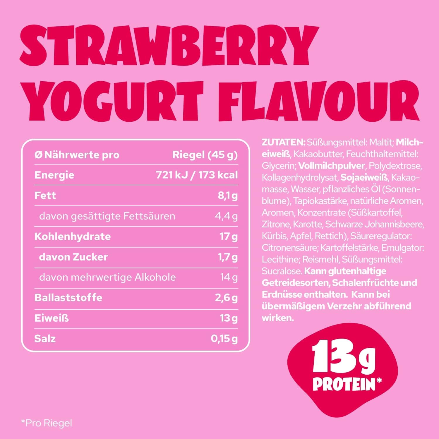 Detalle de ahead Protein Riegel Strawberry Yogurt – 14×45 g