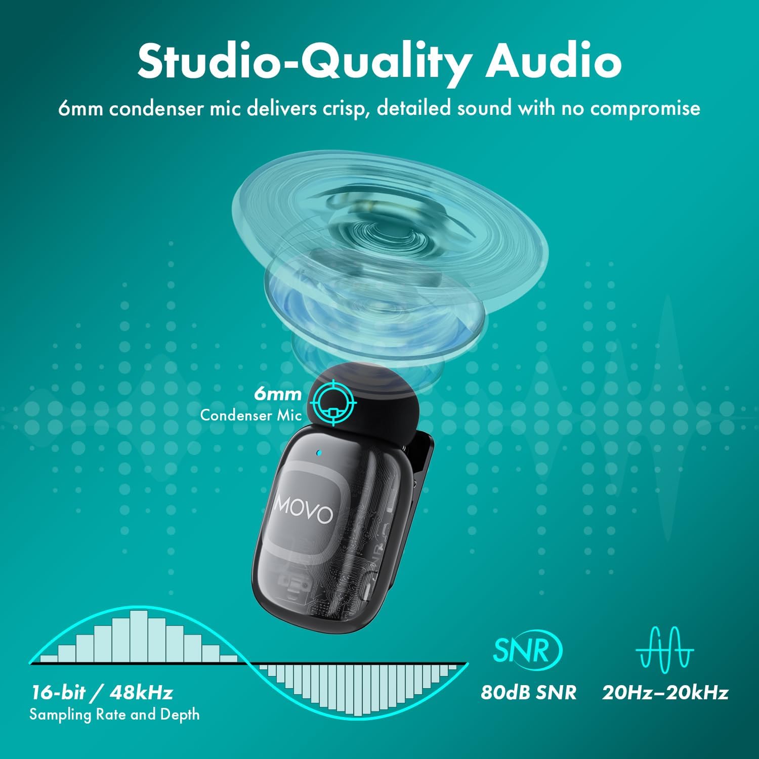Thumbnail 5 de Movo NanoMic Dual Wireless Lavalier 6 h
