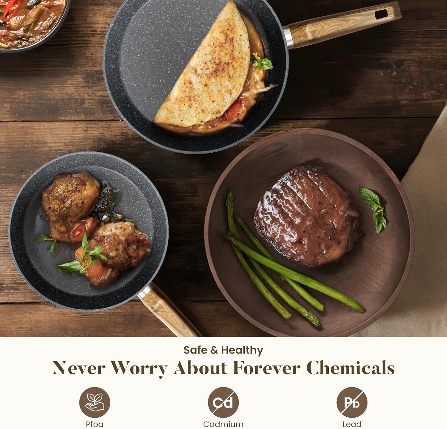 Thumbnail 3 de Kitchen Academy Induction Hob Pans and Pots Set: 12-Piece Non-Stick Granite Cookware