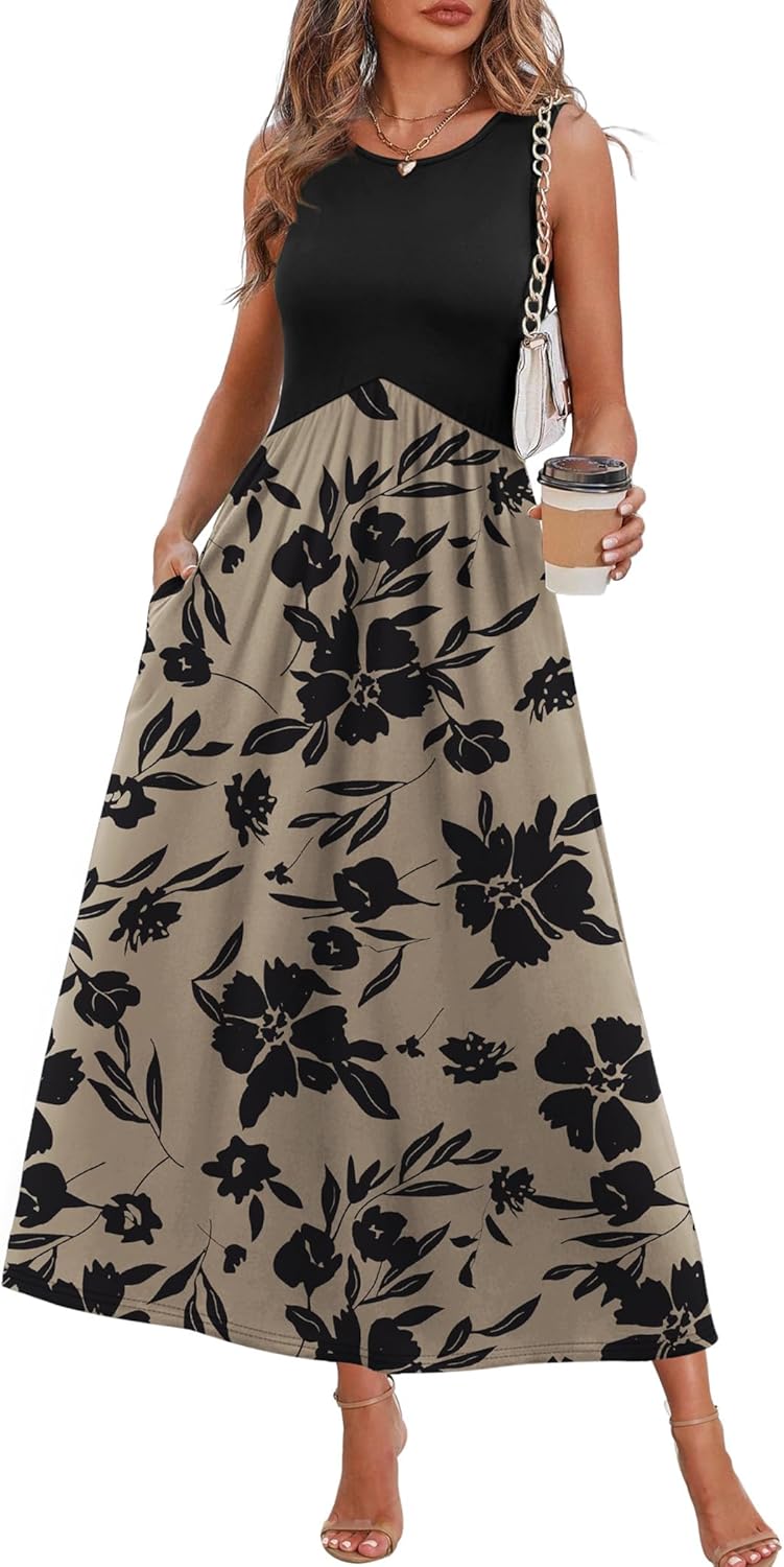 Detalle 2 de WIHOLL Summer Dresses Babydoll Maxi Dress with Pockets