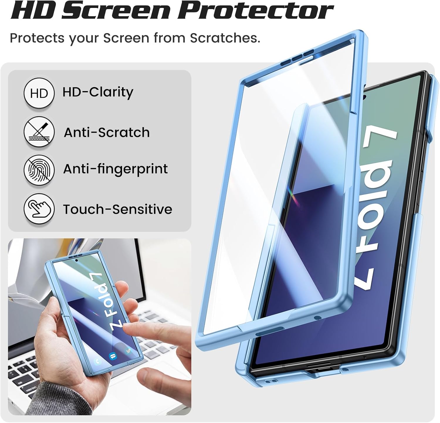 Thumbnail 2 de Doeshine Case for Samsung Galaxy Z Fold 7 with Kickstand, Hinge Protection and Front Screen Protector