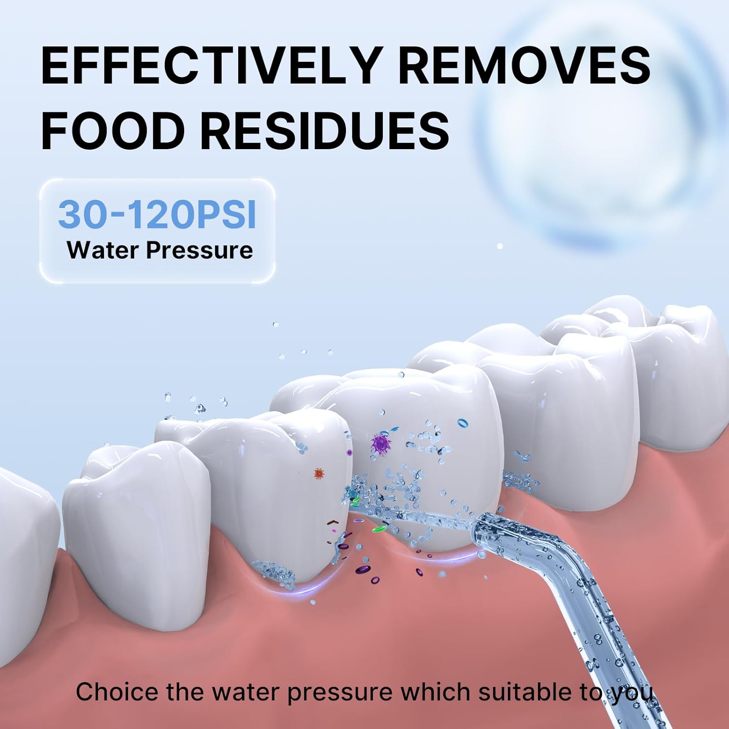 Thumbnail 1 de TUREWELL Cordless Water Flosser (310 ml) with 5 Modes, IPX7 Waterproof and 4 Jet Tips (White)