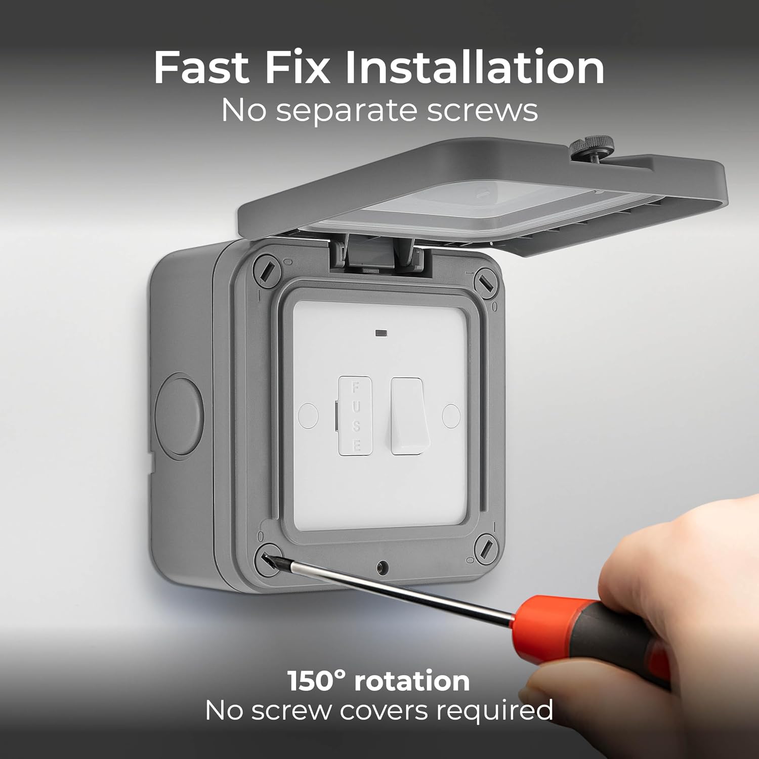 Detalle de BG Electrical Outdoor Switched Fused Connection Unit with LED Power Indicator (WP53) – 13A, IP66 Weatherproof